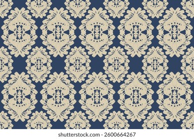 Seamless floral damask pattern Vintage background.Ethnic oriental pattern traditional.Motifs Ikat embroidery wallpaper.Textile rapport. abstract design for texture, fabric, clothing, wrapping