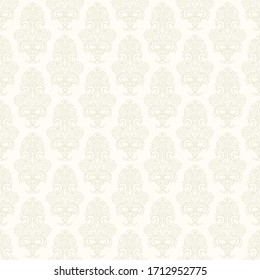 Seamless floral damask Wallpaper. Baroque light beige background color