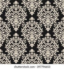 Seamless floral damask Wallpaper on dark Background for Design