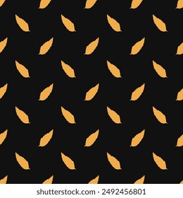 Seamless floral dark gray pattern with Autumn yellow fallen leaves. Sweet chestnut leaf. Vector illustration for printing on fabric, wallpaper, packaging, etc.