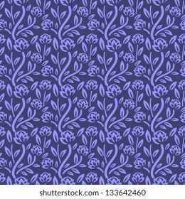 Seamless floral decorative blue pattern
