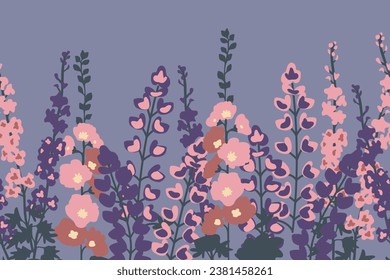 Seamless floral decorative horizontal background