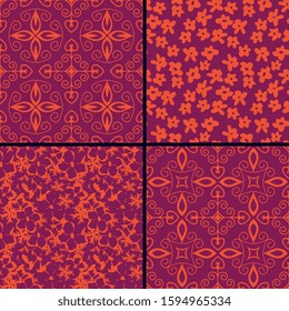 Seamless floral decorative patterns set