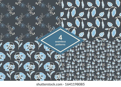 Seamless floral decorative patterns set
