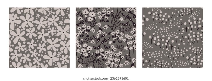 Seamless floral decorative patterns set