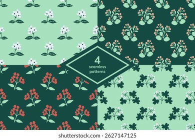 Seamless floral decorative patterns set