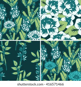 Seamless floral decorative patterns set