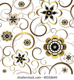 Seamless floral decorative white pattern (vector)
