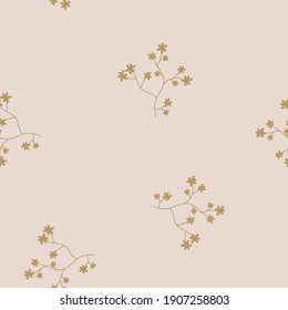 Seamless floral delicate pattern in pink and gold colors. Vector illustration.