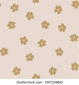 Seamless floral delicate pattern in pink and gold colors. Vector illustration.