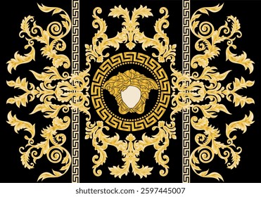 Seamless floral design inspired by Baroque and Victorian styles.