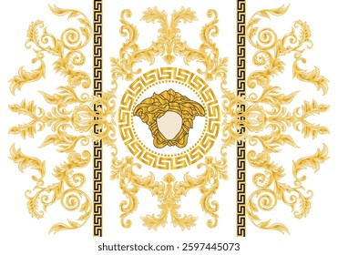 Seamless floral design inspired by Baroque and Victorian styles.