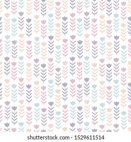 Seamless floral design in scandinavian style, vector. Organic seamless pastel background, abstract botanical motif. Cute floral pattern for kids. Floral seamless background in pastel colors