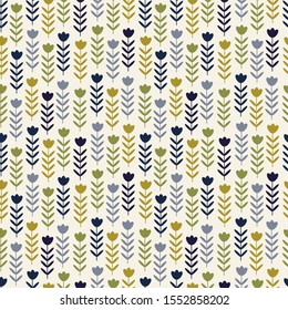 Seamless floral design in scandinavian style, vector. Organic seamless colorful background, abstract botanical motif