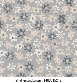 Seamless floral design stylized hand print printed pattern. The design is suitable for clothes design, wallpaper, background, stationary supplies, etc.