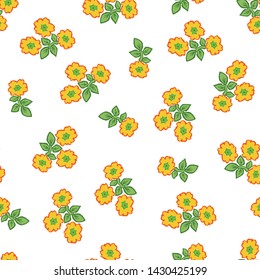 Seamless Floral Design With White Background (Vector Pattern)