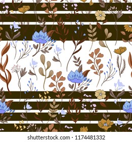 Seamless floral ditsy pattern with wild flowers