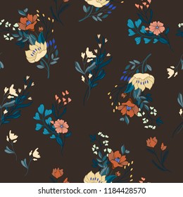 Diseño floral sin fisuras con flores silvestres.