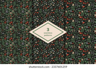 Seamless floral ditsy vector patterns set