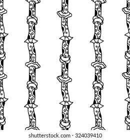 Seamless floral doodle background pattern in vector.  Design asian, ethnic, tribal pattern. Black and white background. Coloring book. Sunflower zentangle