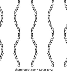 Seamless floral doodle background pattern in vector.  Design asian, ethnic, tribal pattern. Black and white background. Coloring book. Sunflower zentangle