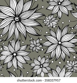 Seamless  floral doodle background pattern. Vector illustration 