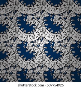 Seamless floral doodle background pattern in vector. Design asian, ethnic, tribal pattern. Black and white background. Blue background. Dim background. Dark background. Vector.