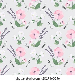 Seamless floral doodle background vector illustration