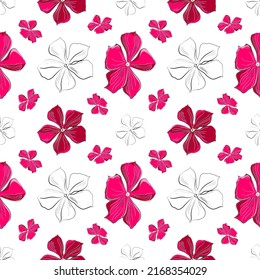 Seamless floral doodle pattern with pink flowers vector illustration 