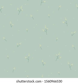 Seamless floral drawing pattern with dotted background. Vector Illustration. 
