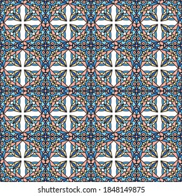 Seamless Floral Ethnic Pattern. Vintage Vector Ornament. Celtic, Arabic Or Indian Motifs Background. Seamless Wallpaper For Fabric Or Wrapping Paper Design