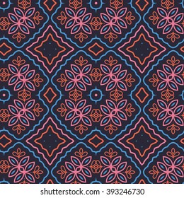 Seamless Floral Ethnic Pattern. Vintage Vector Ornament.  Celtic, Arabic Or Indian Motifs Background. Seamless Wallpaper For Fabric Or Wrapping Paper Design.