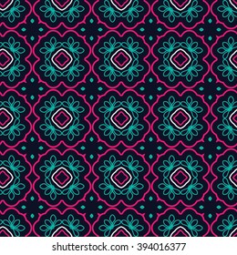 Seamless Floral Ethnic Pattern. Vintage Vector Ornament.  Celtic, Arabic Or Indian Motifs Background. Seamless Wallpaper For Fabric Or Wrapping Paper Design.
