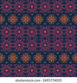 Patrón de tela floral sin costuras, textil decorativo, patrón de tela elegante. Los diseños simétricos y los patrones repetitivos son intrincadamente detallados.
