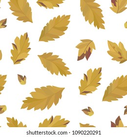 Seamless floral fabric pattern with leaves, vector, illustration