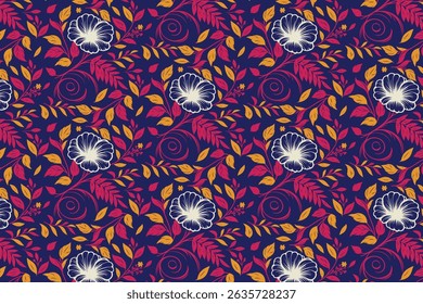seamless floral fabric pattern in minimalist sketch outline style for modern fashion and home accessories

