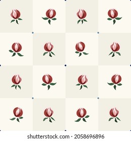 Seamless floral facing tiles style vector pattern