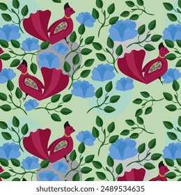 Seamless floral fantastic vector pattern