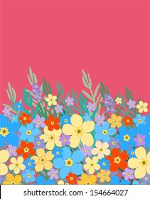 Seamless floral field border composition