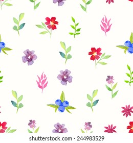 Seamless floral & flower background. Watercolor elements for decoration and create your design. Watercolor doodling. Fabulous pattern on white background