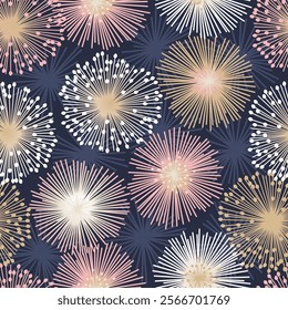 SEAMLESS FLORAL FLOWER DANDELION FIREWORK MODERN MINIMALIST SCRIBBLE PATTERN SWATCH