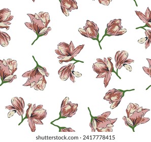 seamless floral flower and leaves patten with background