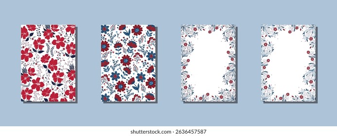 Seamless floral flower texture pattern set