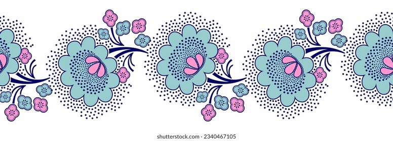seamless floral flower vector with dot design 