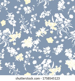 seamless floral flowers bunches pattern on violet background