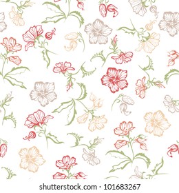 Seamless floral with flowers on a white background