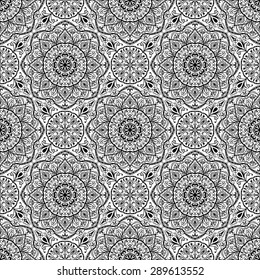 Seamless, floral, folk pattern. East Old ornament on a white background. Template for cloth. stylized medieval mosaics. Ornamental print for carpet.