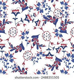 Patrón de Vector folk floral sin costuras