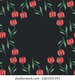 Marco floral sin soldadura. Fondo de garabato con flores. Patrón de primavera