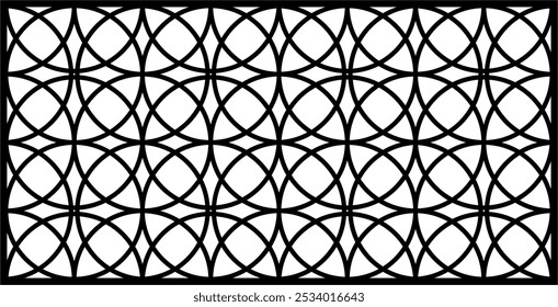 Nahtloser floraler geometrischer Hintergrund für CNC-Laserschneiden, mutiges symmetrisches Design mit Rahmenvariationen, hochwertige Vektorgrafik, bearbeitbare und skalierbare EPS-Datei.